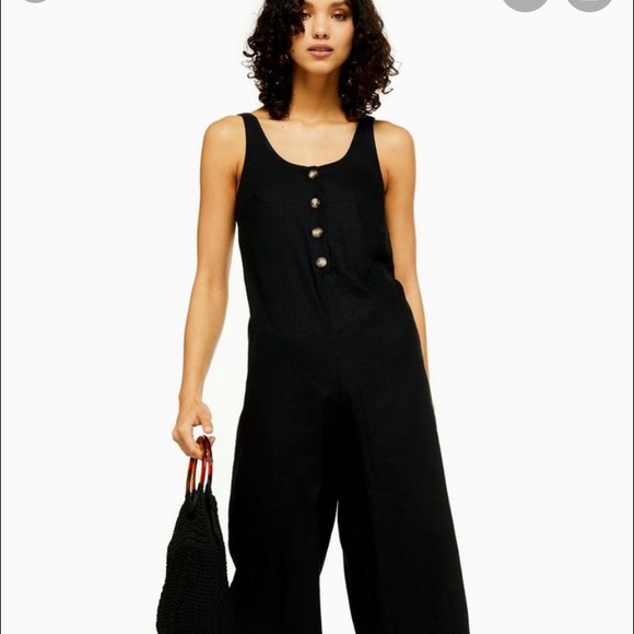 Topshop linen rich drop back jumpsuit - Picture 1 of 10